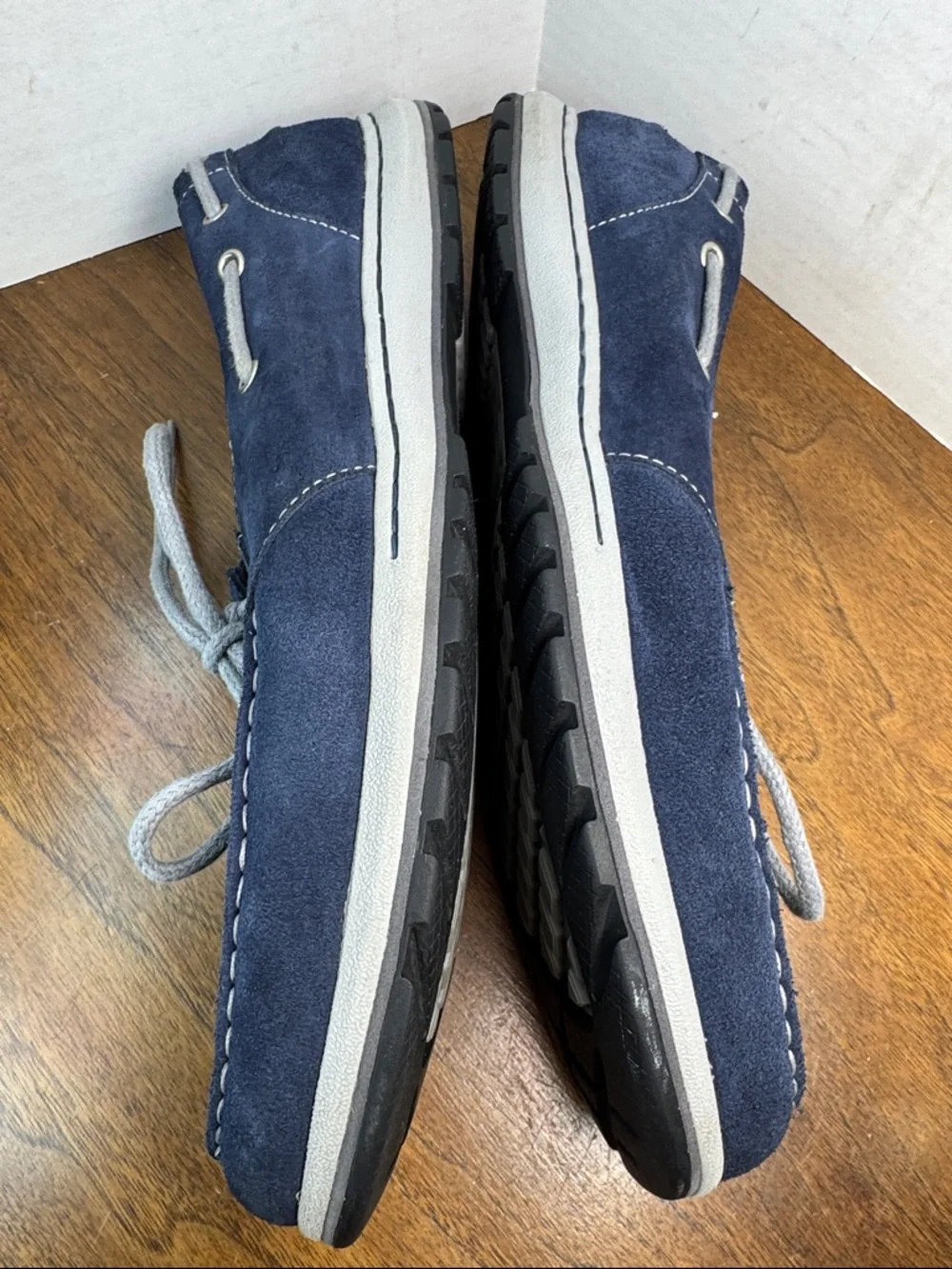 Columbia Mens Navy Suede Boat Deck Shoes Loafers, Gray Laces, sz 13